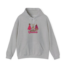 Load image into Gallery viewer, Festive Christmas Hoodie with Trees and Reindeer, Cozy Holiday Sweatshirt, Winter Gift, Christmas Apparel, Unisex Sweatshirt
