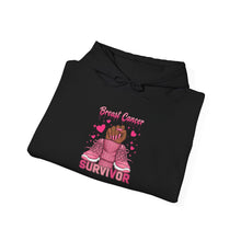 Load image into Gallery viewer, Breast Cancer Survivor Hoodie, Empowerment Sweatshirt, Supportive Gift, Unisex Hooded Sweatshirt, Cancer Awareness Apparel
