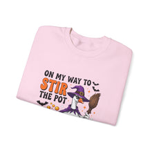 Load image into Gallery viewer, Halloween Unisex Sweatshirt - "On My Way to Stir the Pot" Funny Graphic Top, Cozy Fall Apparel, Gift for Witch Lovers, Halloween [...]
