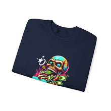 Load image into Gallery viewer, Funny Skull Quotes Unisex Sweatshirt, Happy Vibes Sweater, Silly Skeleton Jumper, Motivational Pullover, Cool Graphic Crewneck, Comfortable
