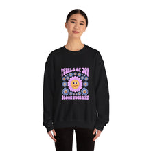 Load image into Gallery viewer, Petals of Joy Crewneck Sweatshirt, Happy Vibes Apparel, Gift for Friends, Spring Casual Wear, Youthful Style
