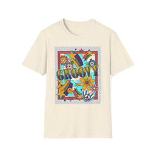 Load image into Gallery viewer, Groovy Unisex Softstyle T-Shirt, Retro Graphic Tee, Peace Sign Shirt, Flower Power Top, Vintage Style Apparel, Bohemian Summer Tee
