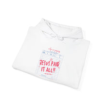 Load image into Gallery viewer, Faith-Inspired Unisex Hoodie, Cozy Christian Sweatshirt, Religious Gift for Him/Her, Jesus Paid It All Merchandise, Perfect for Church [...]
