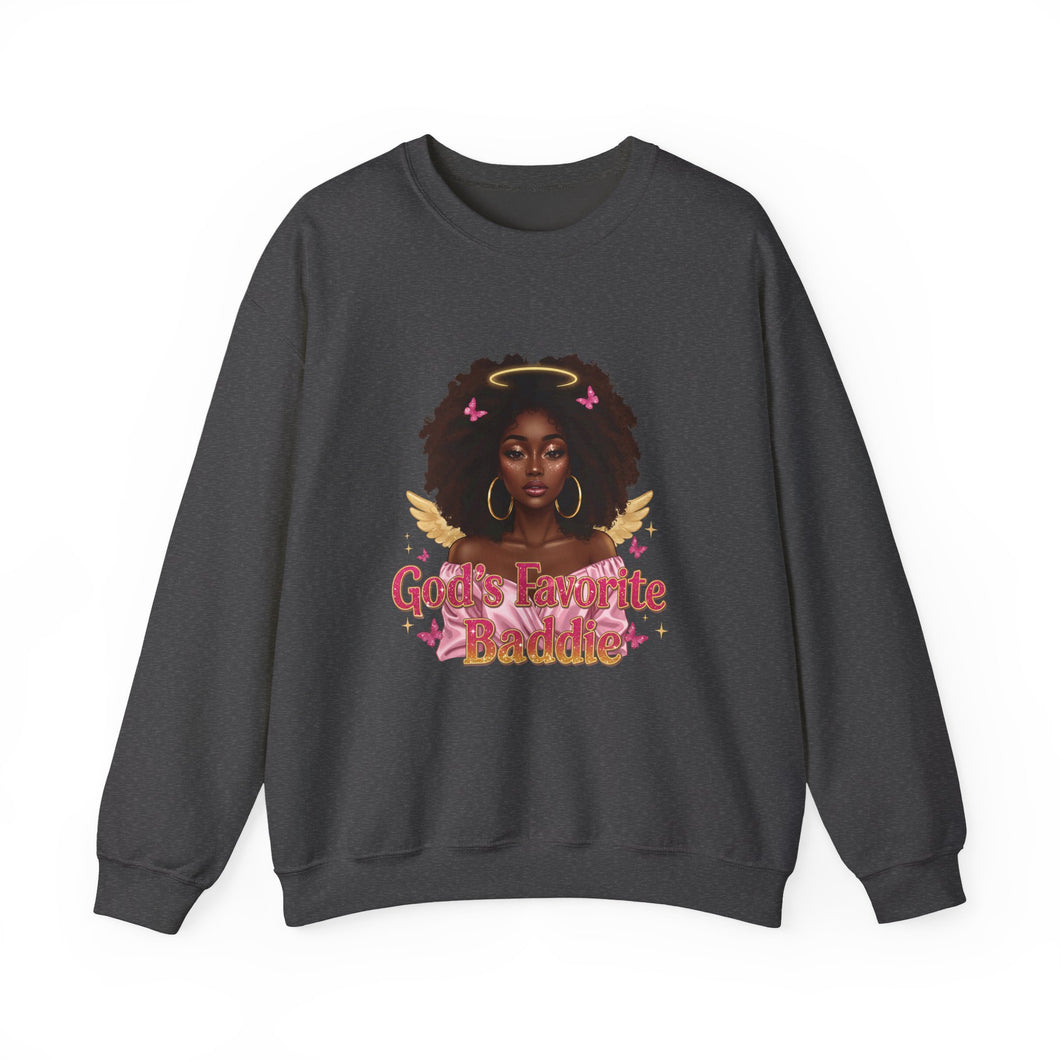 Black History African American Woman Gods Favorite Baddie Sweatshirt, Black Princess Self Love Crewneck Pullover, Unisex Heavy Blend Jumper,