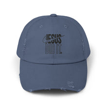 Load image into Gallery viewer, Unisex Distressed Cap - Jesus Did It Hat, Casual Fashion, Faith-Based Gift, Religious Accessory, Everyday Wear
