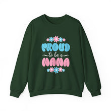 Load image into Gallery viewer, Proud Nana Crewneck Sweatshirt - Cozy Gift for Grandmothers, Family Gatherings, Birthdays, Mother's Day, Cool Weather
