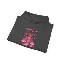 Load image into Gallery viewer, Breast Cancer Survivor Hoodie, Empowerment Sweatshirt, Supportive Gift, Unisex Hooded Sweatshirt, Cancer Awareness Apparel
