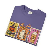 Load image into Gallery viewer, Halloween-Themed Unisex Garment-Dyed T-shirt, Spooky Fun Tee, Ghost, Pumpkin, Cat, Fall Apparel, Trick or Treat Shirt
