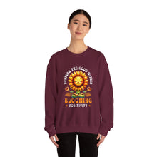 Load image into Gallery viewer, Blooming Sunflower Sweatshirt, Positive Vibes Crewneck, Gift for Garden Lovers, Cozy Spring Apparel, Unisex Flower Design
