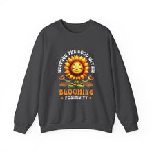 Load image into Gallery viewer, Blooming Sunflower Sweatshirt, Positive Vibes Crewneck, Gift for Garden Lovers, Cozy Spring Apparel, Unisex Flower Design
