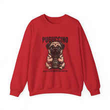 Load image into Gallery viewer, Pugcino Crewneck Sweatshirt, Cute Dog Lover Gift, Cozy Sweatshirt, Unisex Fashion, Pet Enthusiast Apparel, Perfect for Fall
