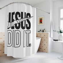 Load image into Gallery viewer, Jesus Did It Shower Curtain, Inspirational Bathroom Decor, Christian Home Gift, Spiritual Bathroom Accessory, Faith-Inspired Decoration
