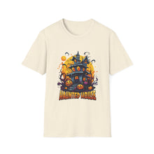 Load image into Gallery viewer, Funny Halloween T-Shirts, Haunted House Unisex Softstyle Tee - Spooky Costume Apparel, Scary Ghost Graphic Shirt, Trick or Treat Clothes,
