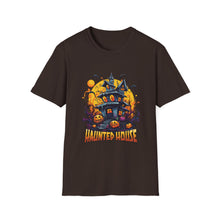 Load image into Gallery viewer, Funny Halloween T-Shirts, Haunted House Unisex Softstyle Tee - Spooky Costume Apparel, Scary Ghost Graphic Shirt, Trick or Treat Clothes,
