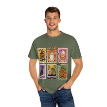 Load image into Gallery viewer, Halloween-Themed Unisex Garment-Dyed T-shirt, Spooky Fun Tee, Ghost, Pumpkin, Cat, Fall Apparel, Trick or Treat Shirt
