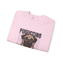 Load image into Gallery viewer, Pugcino Crewneck Sweatshirt, Cute Dog Lover Gift, Cozy Sweatshirt, Unisex Fashion, Pet Enthusiast Apparel, Perfect for Fall

