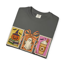 Load image into Gallery viewer, Halloween-Themed Unisex Garment-Dyed T-shirt, Spooky Fun Tee, Ghost, Pumpkin, Cat, Fall Apparel, Trick or Treat Shirt
