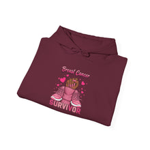 Load image into Gallery viewer, Breast Cancer Survivor Hoodie, Empowerment Sweatshirt, Supportive Gift, Unisex Hooded Sweatshirt, Cancer Awareness Apparel
