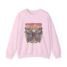 Load image into Gallery viewer, Groovy Butterfly Sweatshirt | Unisex Heavy Blend Crewneck, Retro Fashion, Gift for Nature Lovers, Cozy Layer, Spring Style
