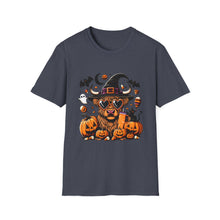Load image into Gallery viewer, Halloween Witch Dog Unisex Softstyle T-Shirt, Cute Pet Tee, Halloween Costume, Fall Fashion, Spooky Season Top, Gift for Pet Lovers
