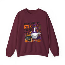 Load image into Gallery viewer, Halloween Unisex Sweatshirt - "On My Way to Stir the Pot" Funny Graphic Top, Cozy Fall Apparel, Gift for Witch Lovers, Halloween [...]

