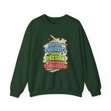 Load image into Gallery viewer, Curiosity Passion Crewneck Sweatshirt - Motivational Gift for Students, Education Inspiration, Cozy Unisex Sweater, Unique Teacher [...]
