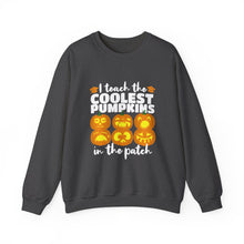 Load image into Gallery viewer, Halloween Pumpkin Crewneck Sweatshirt, Unisex Fall Apparel, Cozy Sweatshirt, Halloween Gift, Pumpkin Design, Casual Wear, Autumn Fashion
