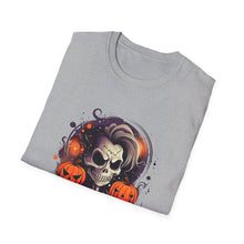 Load image into Gallery viewer, Halloween Rebel Skull Tee, Unisex T-Shirt, Softstyle Graphic Shirt, Halloween Costume, Fall Apparel, Gift for Him/Her
