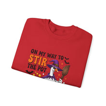 Load image into Gallery viewer, Halloween Unisex Sweatshirt - "On My Way to Stir the Pot" Funny Graphic Top, Cozy Fall Apparel, Gift for Witch Lovers, Halloween [...]
