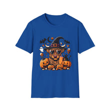 Load image into Gallery viewer, Halloween Witch Dog Unisex Softstyle T-Shirt, Cute Pet Tee, Halloween Costume, Fall Fashion, Spooky Season Top, Gift for Pet Lovers
