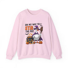 Load image into Gallery viewer, Halloween Unisex Sweatshirt - "On My Way to Stir the Pot" Funny Graphic Top, Cozy Fall Apparel, Gift for Witch Lovers, Halloween [...]
