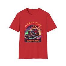 Load image into Gallery viewer, Unisex Flame's Fury Burnout King T-Shirt, Graphic Tee for Car Lovers, Great Gift for Birthdays &amp; Gatherings, Perfect for Auto Shows, [...]
