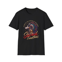Load image into Gallery viewer, Sacred Adventures Unisex Softstyle T-Shirt, Boho Graphic Tee, Nature Lover Gift, Festival Wear, Tribal Art Shirt, Summer Style
