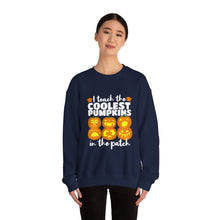 Load image into Gallery viewer, Halloween Pumpkin Crewneck Sweatshirt, Unisex Fall Apparel, Cozy Sweatshirt, Halloween Gift, Pumpkin Design, Casual Wear, Autumn Fashion

