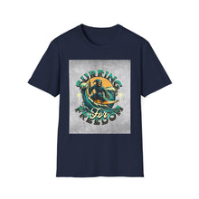 Load image into Gallery viewer, Surfing for Freedom Unisex Softstyle T-Shirt | Summer Vibe, Beachwear, Gift for Surfers, Casual Tee, Adventure Apparel
