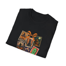 Load image into Gallery viewer, Halloween-Themed Unisex Softstyle T-Shirt, Spooky Graphic Tee, Trick or Treat Shirt, Fall Festival Apparel, Ghostly Vibe Wear
