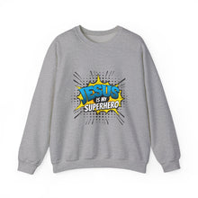 Load image into Gallery viewer, Jesus is My Superhero Sweatshirt, Unisex Crewneck, Religious Gift, Faith-Based Apparel, Inspirational Clothing, Christian Fashion
