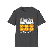 Load image into Gallery viewer, Halloween Pumpkin Graphic Tee, Unisex Softstyle T-Shirt, Fall Fashion, Halloween Party Shirt, Pumpkin Carving, Spooky Season Clothing

