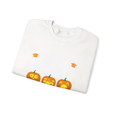 Load image into Gallery viewer, Halloween Pumpkin Crewneck Sweatshirt, Unisex Fall Apparel, Cozy Sweatshirt, Halloween Gift, Pumpkin Design, Casual Wear, Autumn Fashion
