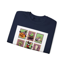 Load image into Gallery viewer, Halloween Themed Unisex Crewneck Sweatshirt, Cozy Fall Layering, Spooky Season Apparel, Pumpkin, Ghost, Witch Design
