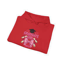 Load image into Gallery viewer, Graduate Girl 2025 Hooded Sweatshirt, Unisex Graduation Gift, Cute Hoodie for Graduates, Cozy Sweatshirt for Celebrations, Graduation [...]
