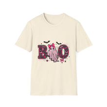 Load image into Gallery viewer, Cute Ghost 'Boo' Unisex Softstyle T-Shirt, Halloween Shirt, Funny Ghost Tee, Festive Apparel, Spooky Season Clothing
