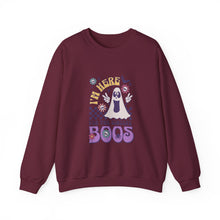 Load image into Gallery viewer, Halloween Ghost Sweatshirt, I'm Here for the Sincere Boos, Cozy Fall Apparel, Unisex Sweatshirt, Perfect for Halloween, Casual Wear
