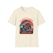 Load image into Gallery viewer, Unisex Flame's Fury Burnout King T-Shirt, Graphic Tee for Car Lovers, Great Gift for Birthdays &amp; Gatherings, Perfect for Auto Shows, [...]
