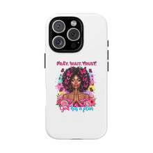 Load image into Gallery viewer, Inspirational Phone Case, Pray Wait Trust God Has a Plan, Spiritual Gift, Motivational Decor, Faith-Based Accessory
