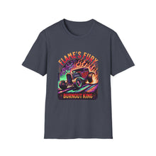 Load image into Gallery viewer, Unisex Flame's Fury Burnout King T-Shirt, Graphic Tee for Car Lovers, Great Gift for Birthdays &amp; Gatherings, Perfect for Auto Shows, [...]
