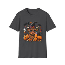 Load image into Gallery viewer, Halloween Witch Dog Unisex Softstyle T-Shirt, Cute Pet Tee, Halloween Costume, Fall Fashion, Spooky Season Top, Gift for Pet Lovers
