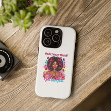 Load image into Gallery viewer, Inspirational Phone Case, Pray Wait Trust God Has a Plan, Spiritual Gift, Motivational Decor, Faith-Based Accessory
