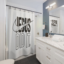 Load image into Gallery viewer, Jesus Did It Shower Curtain, Inspirational Bathroom Decor, Christian Home Gift, Spiritual Bathroom Accessory, Faith-Inspired Decoration
