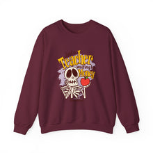 Load image into Gallery viewer, Skeleton Teacher Sweatshirt, Funny Teacher Gift, Halloween Apparel, Unisex Crewneck, Teacher Life Sweatshirt, Cozy Fall Fashion
